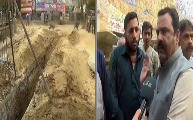 یوسی187گلستان کالونی دھرمپورہ کے علاقہ مکین مرمتی کام رکنے پر سراپا احتجاج