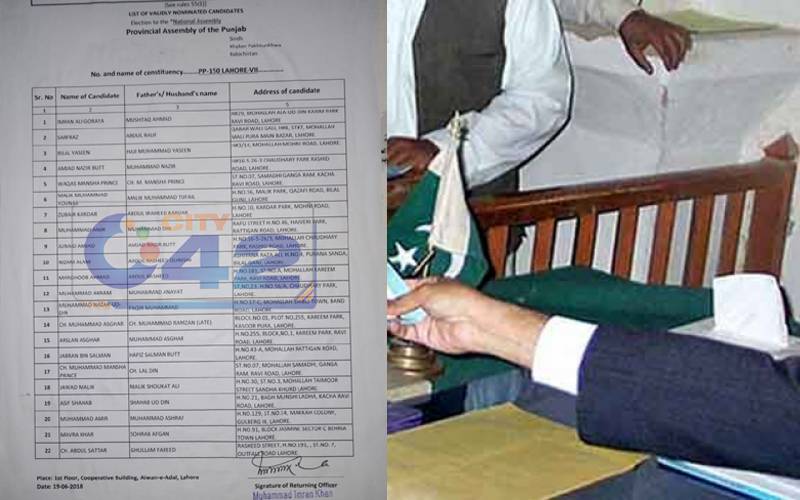 پی پی 150، کاغذات نامزدگی کی جانچ پڑتال کے بعد حتمی لسٹ جاری