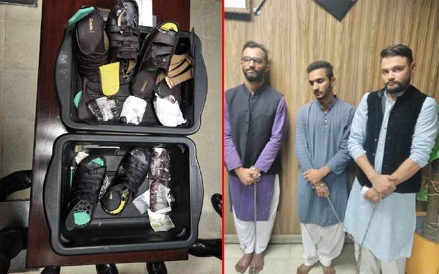 دبئی جانے والے 3 مسافروں کے جوتوں سے ہیروئن اور چرس برآمد