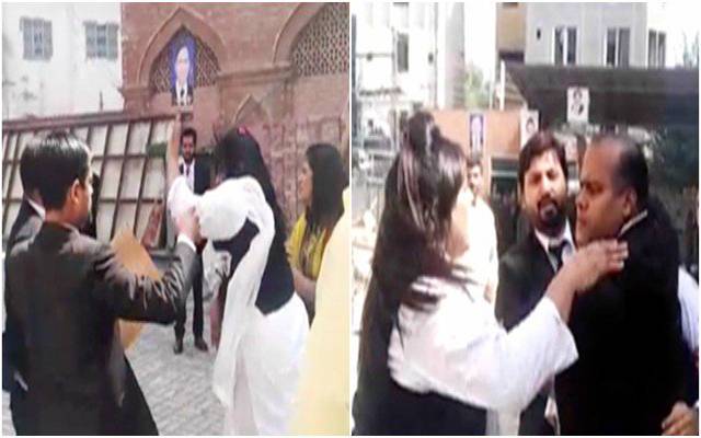 نیب لاہورعدالت کے باہر خواتین وکلاء نے مرد وکیل کی پٹائی کر دی