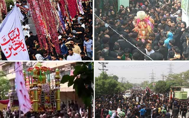 یوم عاشور پر ہر آنکھ نم، ہر طرف یاحسینؑ، یا حسینؑ کی صدائیں