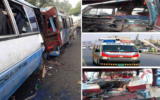 ڈیفنس روڈ پر خوفناک ٹریفک حادثہ، 25 افراد زخمی