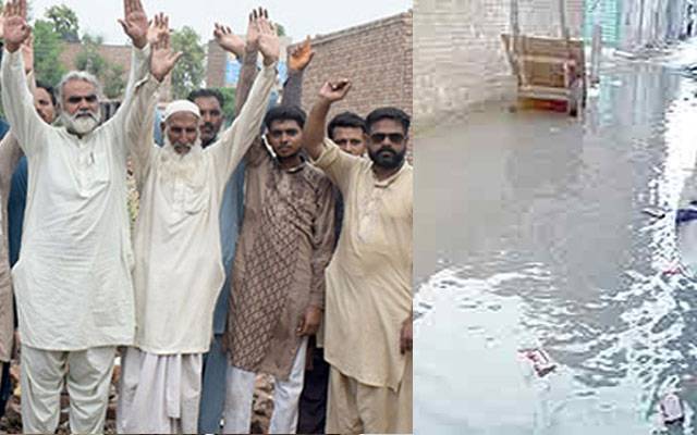 گلیاں گندے پانی سے بھر گئیں، شہریوں کا واسا کیخلاف احتجاج، سڑک بلاک