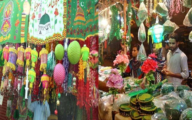 عید میلادالنبی ﷺ کی آمد، بازاروں میں خریداروں کا رش