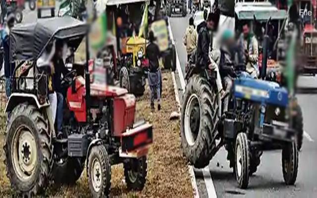 لاہور میں کسانوں کاٹریکٹر مارچ،اہم شاہراہ بند