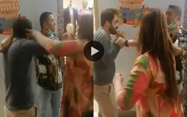 نوجوان کی خاتون کے ہاتھوں سرعام پٹائی، ویڈیو وائرل