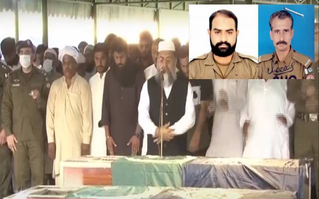 ڈاکوؤں کی فائرنگ سے شہید ہونیوالے پولیس اہلکاروں کی نماز جنازہ ادا