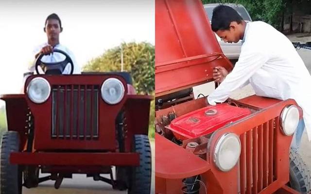میٹرک کے طالب علم نے موٹرسائیکل کے انجن سے جیپ تیار کرلی