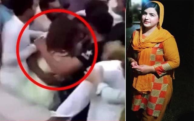 Shocking footage shows hundreds of men attacking woman