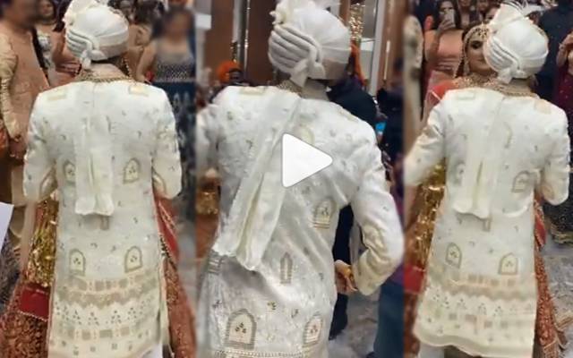 groom welcomes bride