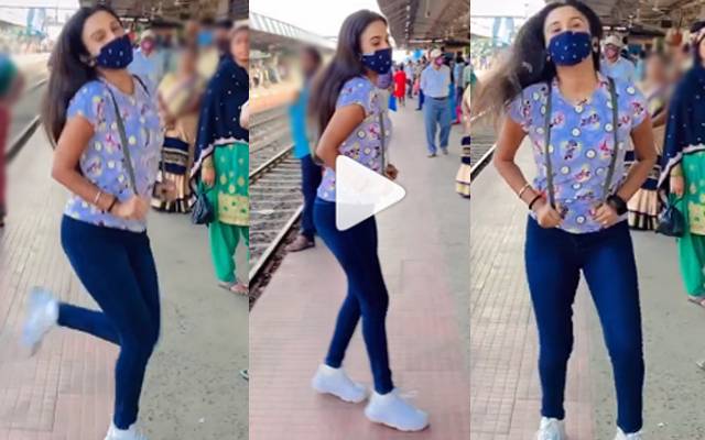 Video of girl dancing to Bollywood song