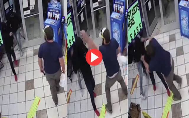 armed robber fight with Marine