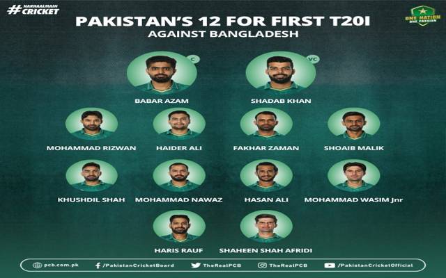 Pakistan name 12 for first T20I
