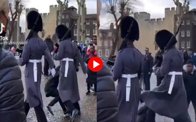 ملکہ برطانیہ کے گارڈز کی بچے کے ساتھ غیر انسانی حرکت، ویڈیو وائرل