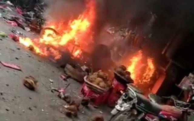 fire after blast at lohari