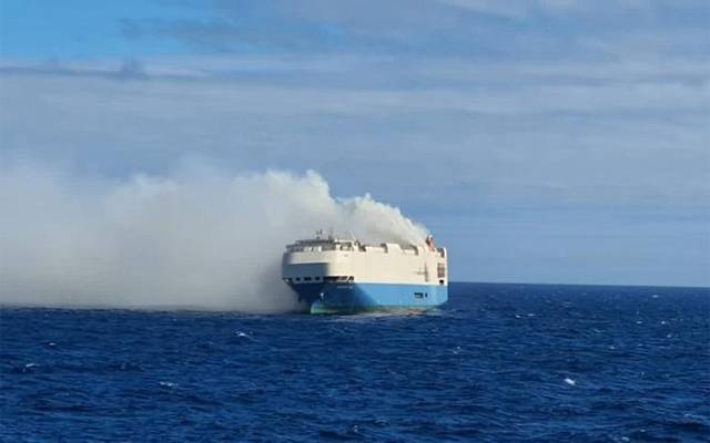 cargo ship packed with Porsches and Volkswagens