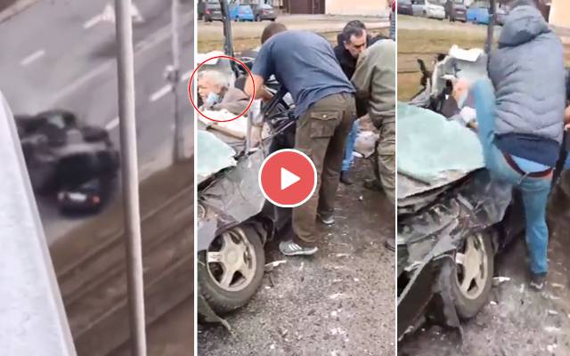  روسی ٹینک نے کار سوار خاتون کو روندڈالا ، خاتون معجزانہ طور پر بچ گئیں، ویڈیو وائرل
