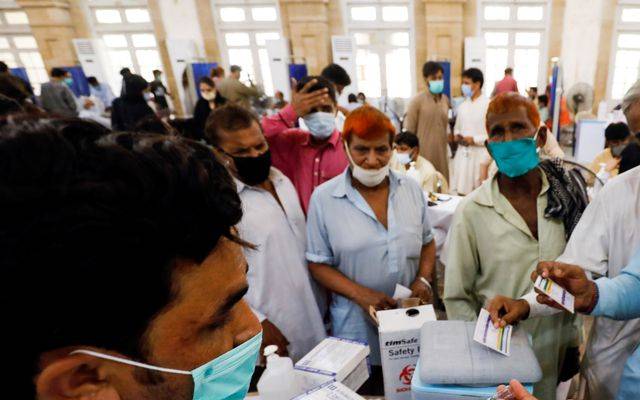 people in vaccination camp lahore