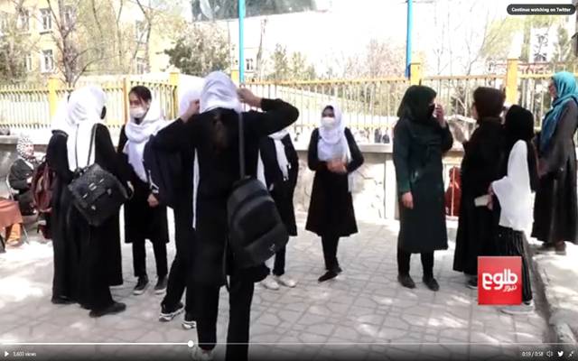 afghan girls outside school