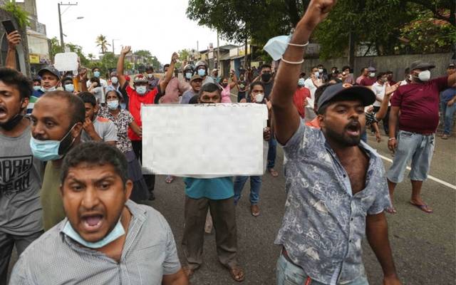 protesters in Sri Lanka