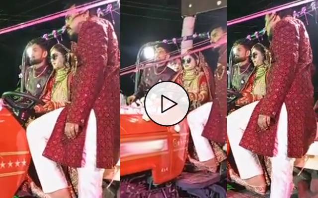 Bride Comes Driving Tractor To Wedding Venue
