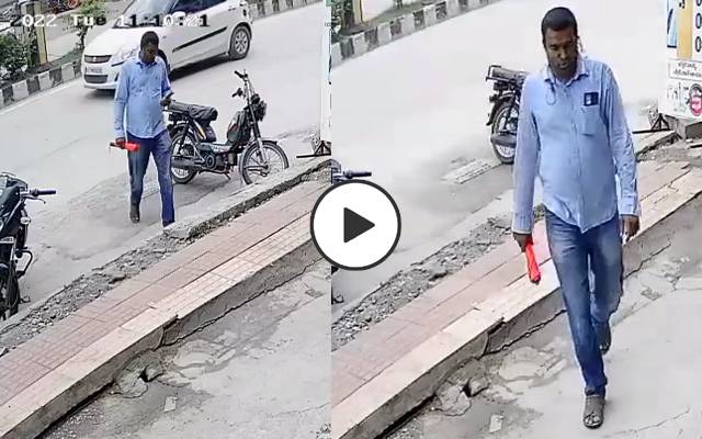Man's narrow escape as footpath caves in goes viral