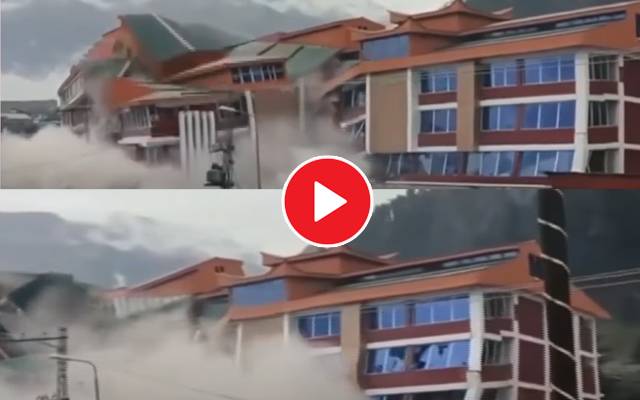  Hotel Building Swept Away By Flood, Video Viral On Social Media