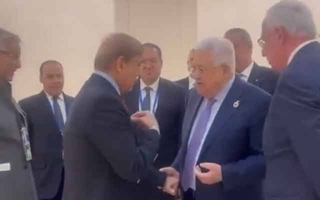 وزیراعظم شہباز شریف کی فلسطینی صدر سے ملاقات