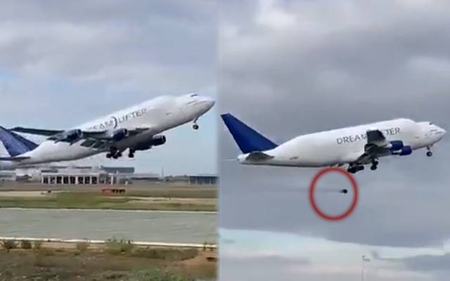 100 kg wheel of Boeing Dreamlifter falls off during take off in Italy; flight lands