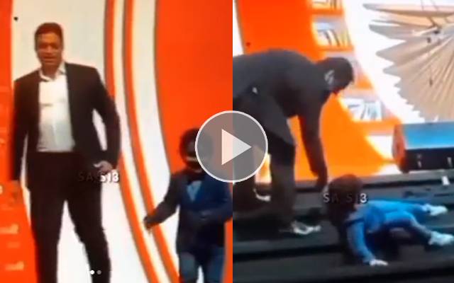 In Shoaib Akhtar's video, the accompanying child fell.