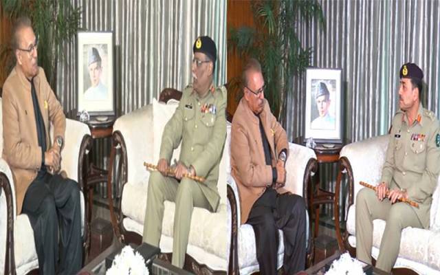 آرمی چیف اور چیئرمین جوائنٹ چیفس آف سٹاف کمیٹی کی صدر مملکت سے ملاقات
