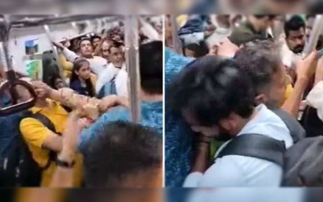 میٹرو ٹرین میں 2 افراد گتھم گتھا ہوگئے، ویڈیو سوشل میڈیا پر وائرل 
