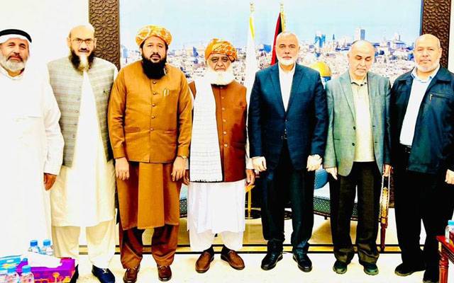 ہم اخلاقی ،سیاسی ،سفارتی ہر میدان میں آپ کے شانہ بشانہ کھڑے ہیں، مولانا فضل الرحمان کی اسماعیل ھنیہ سے ملاقات