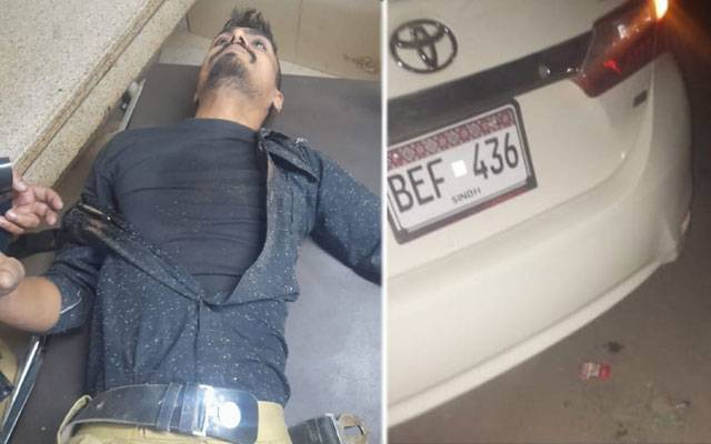 Car accident, crushed, the police personal, Karachi, City42