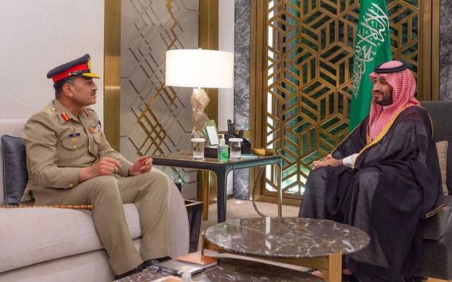 آرمی چیف کی سعودی ولی عہد سے ملاقات،اسٹریٹجک تعلقات اور تعاون بڑھانے پر اتفاق