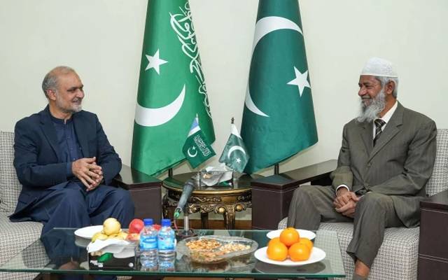ڈاکٹر ذاکر نائیک پاکستان پہنچ گئے، حافظ نعیم الرحمان سے منصورہ میں ملاقات