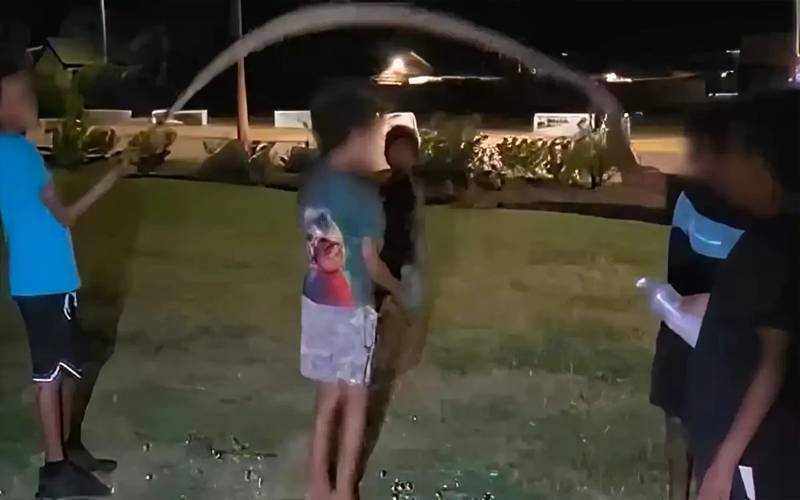  شرراتی بچوں نے اژدھے کو ہی کودنے والی رسّی بنا لیا، ویڈیو وائرل