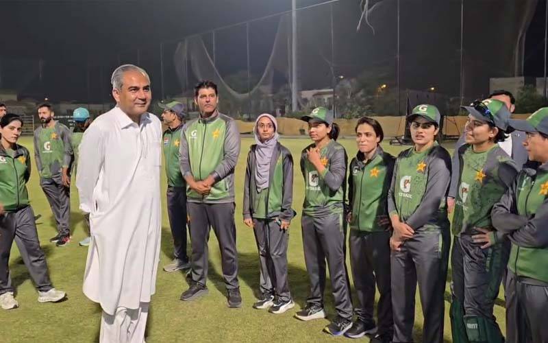 چیئرمین پی سی بی کا خواتین کھلاڑیوں کے تربیتی کیمپ کا دورہ، پریکٹس سیشن دیکھا