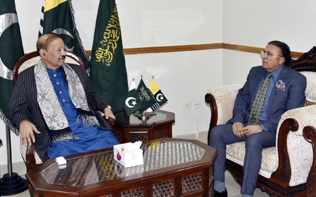 بیرسٹر سلطان محمود چوہدری سے چیف جسٹس آزاد جموں وکشمیر راجہ سعید اکرم کی ملاقات