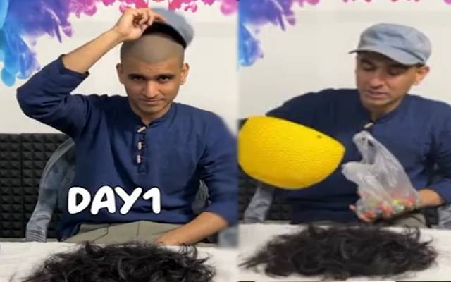 سر پر کتنے بال ہوتے ہیں، جاننے کیلئے نوجوان نے اپنا سر منڈوا لیا