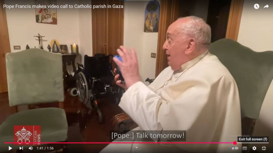 , Pope\'s video call to the Gazan Christians pope Francis