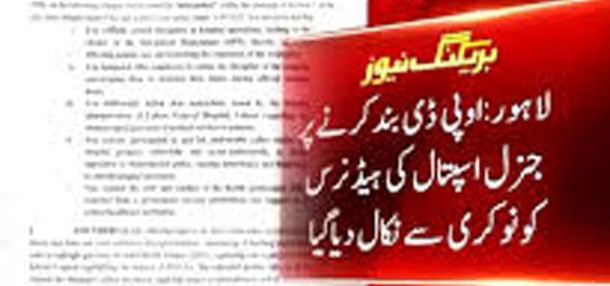 ینگ نرسز ایسوسی ایشن پنجاب کی نائب صدر ملازمت سے برطرف