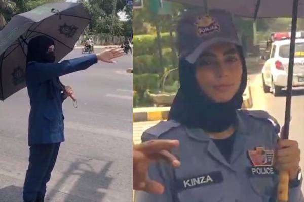 لیڈی ٹریفک پولیس اہلکار نے مرد افسران کے شانہ بشانہ ڈیوٹی سنبھال لی