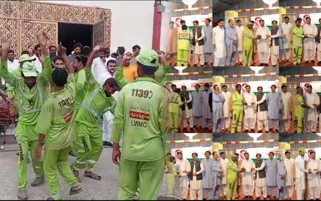 صفائی ورکرز کے اعزاز میں تقریبات، پرتکلف کھانا اور انعامی رقوم کے چیک مل گئے 