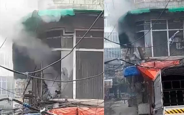 محرم جلوس روٹ پرنجی پلازے میں آگ، بڑے حادثے پر قابو پا لیا گیا