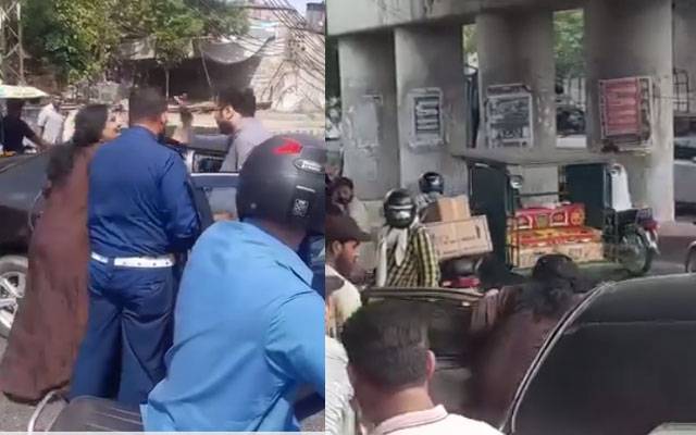  دھرمپورہ ، گاڑیاں ٹکرانے پر کارسوار خاتون آپے سے باہر،شہری پر تشدد