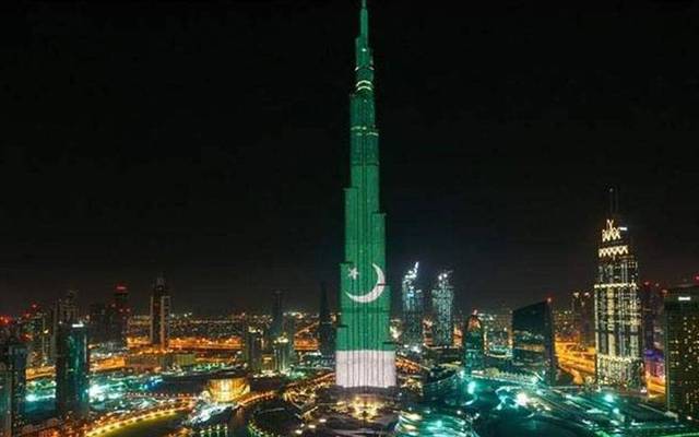 جشن آزادی پاکستان،برج خلیفہ پاکستانی رنگوں سے جگمگا اٹھا