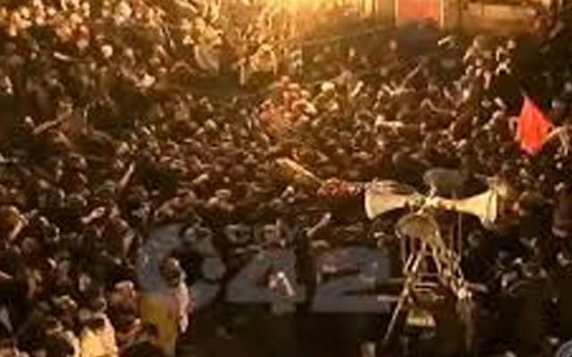 چہلم امام حسین ؛ مرکزی جلوس کربلا گامے شاہ پہنچ کر اختتام پذیر