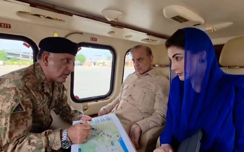 وزیراعظم شہباز شریف کا وزیر اعلیٰ مریم نواز  کے ہمراہ سیلاب سے متاثرہ علاقوں کا دورہ