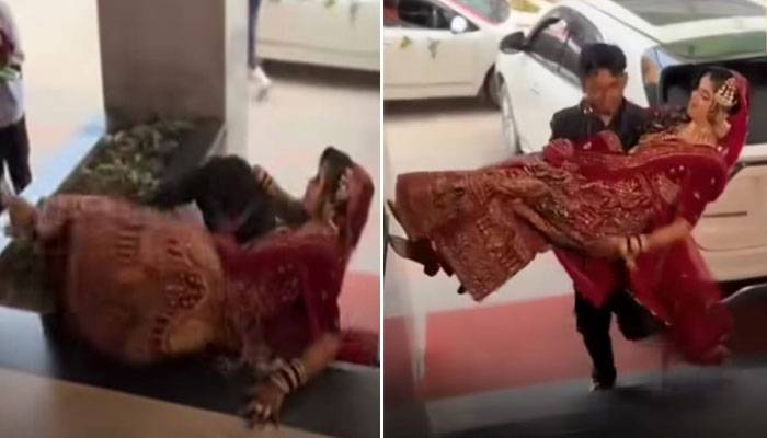 دلہن کو گود میں اٹھائے انٹری کیلئے جاتا دلہا سیڑھیوں سے نیچے جاگرا، ویڈیو وائرل